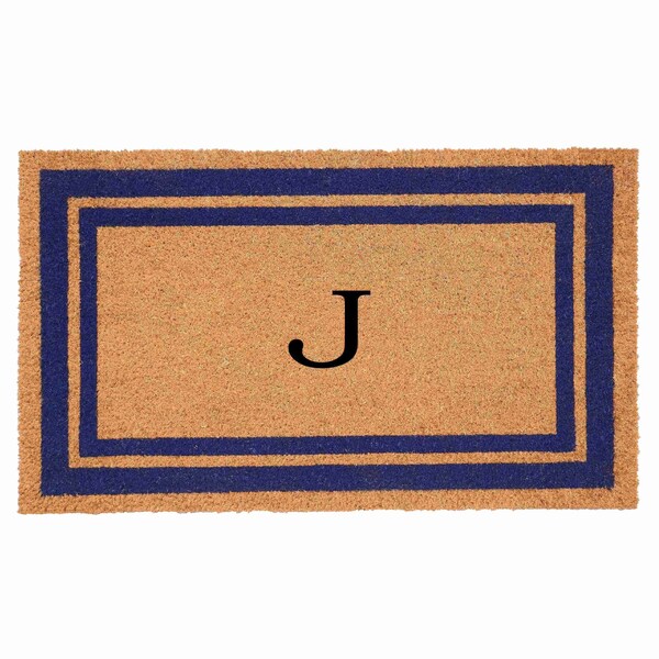 Calloway Mills Monogram Door Mat, Natural, Dark Blue, 24 in W x 36 in L 153002436J - main